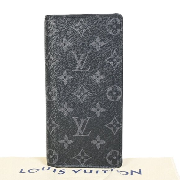 LOUIS VUITTON Portefeuille Brazza Long Wallet Monogram Eclipse - Picture 1 of 11